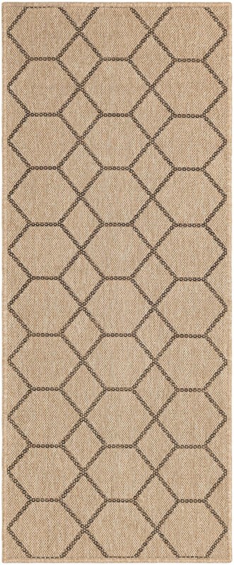 2' x 5' 3 Richter · Geometric lattice rug, natural and brown
