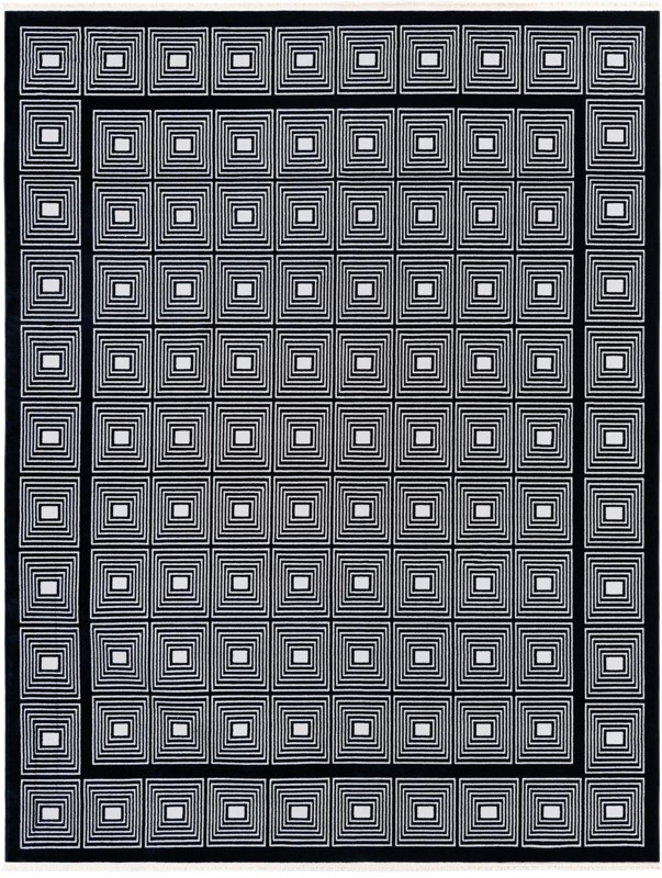 7' 10 x 10' Atwood · Border rug, midnight blue