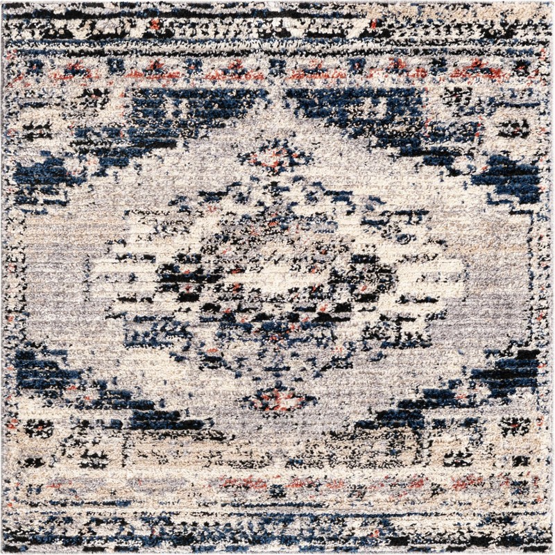 4' x 4' Burton · Border rug, gray
