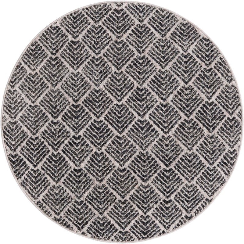 3' 3 x 3' 3 Riverbend · Geometric rug, charcoal ivory