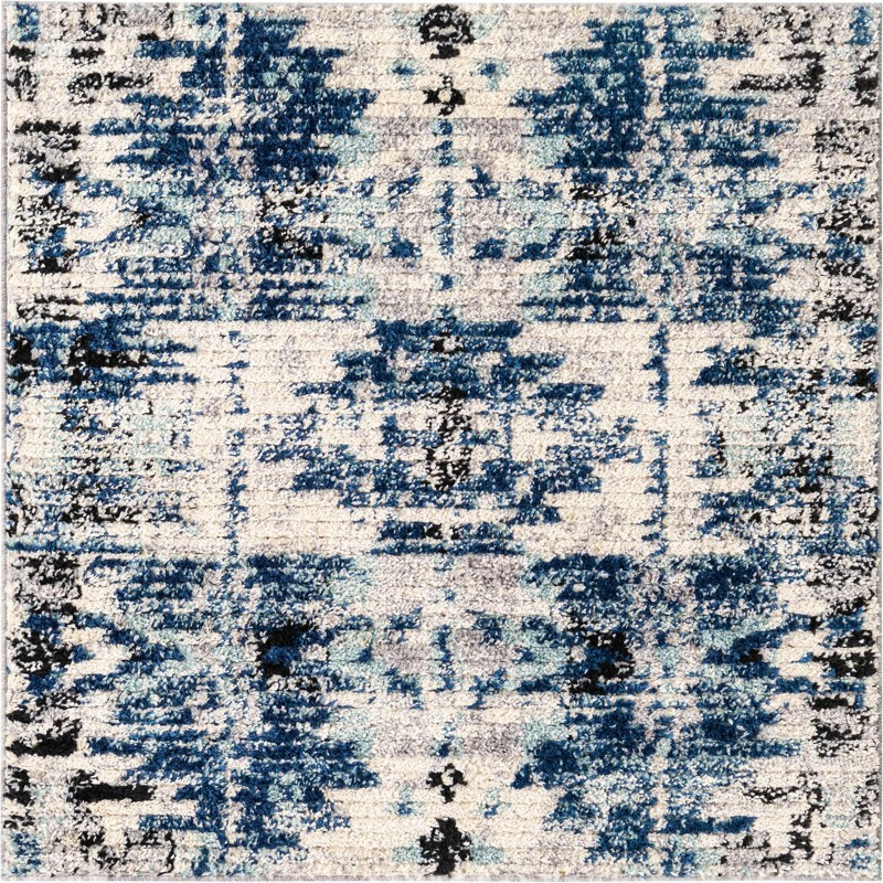 4' x 4' Littleton · Abstract rug, blue