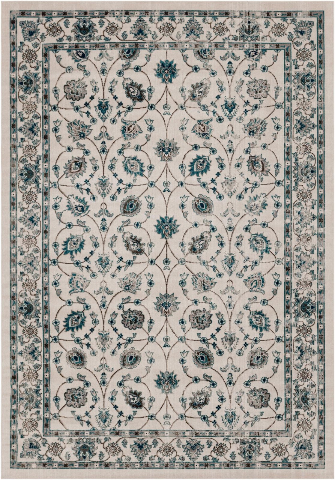 7' x 10' Carson · Botanical rug, ivory and blue
