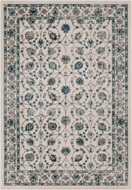 Carson · Botanical rug, ivory and blue