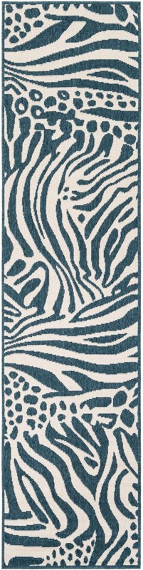 2' x 8' Whittier · Animal print Outdoor Rug, navy blue and ivory