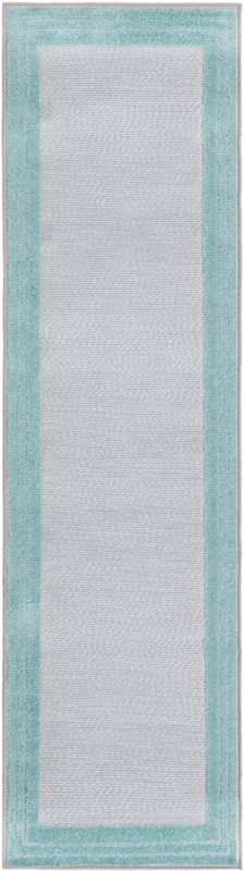2' x 8' Walnut · Border Outdoor Rug, gray and teal