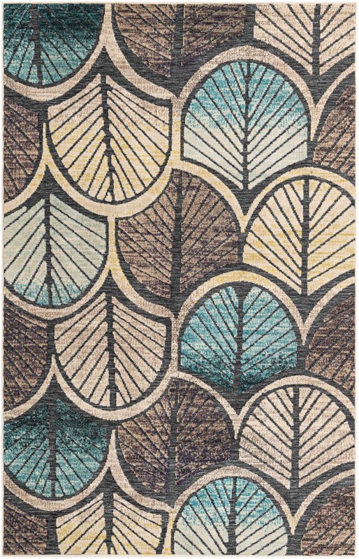 Brice · Floral / botanical Outdoor Rug, gray blue ivory