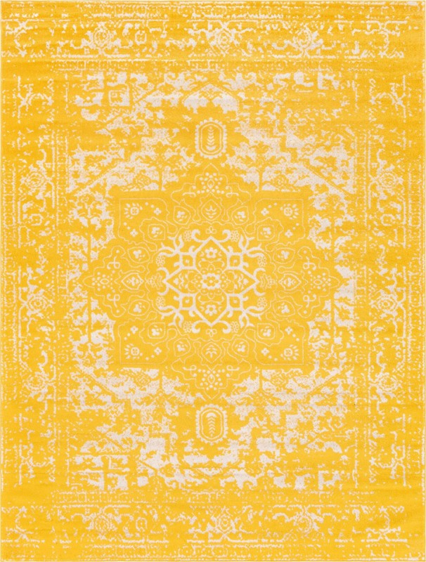10' x 13' Birch · Border rug, yellow