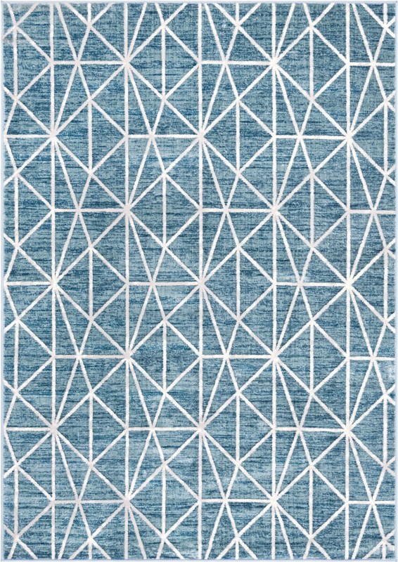 7' x 10' Gilman · Geometric rug, blue and ivory