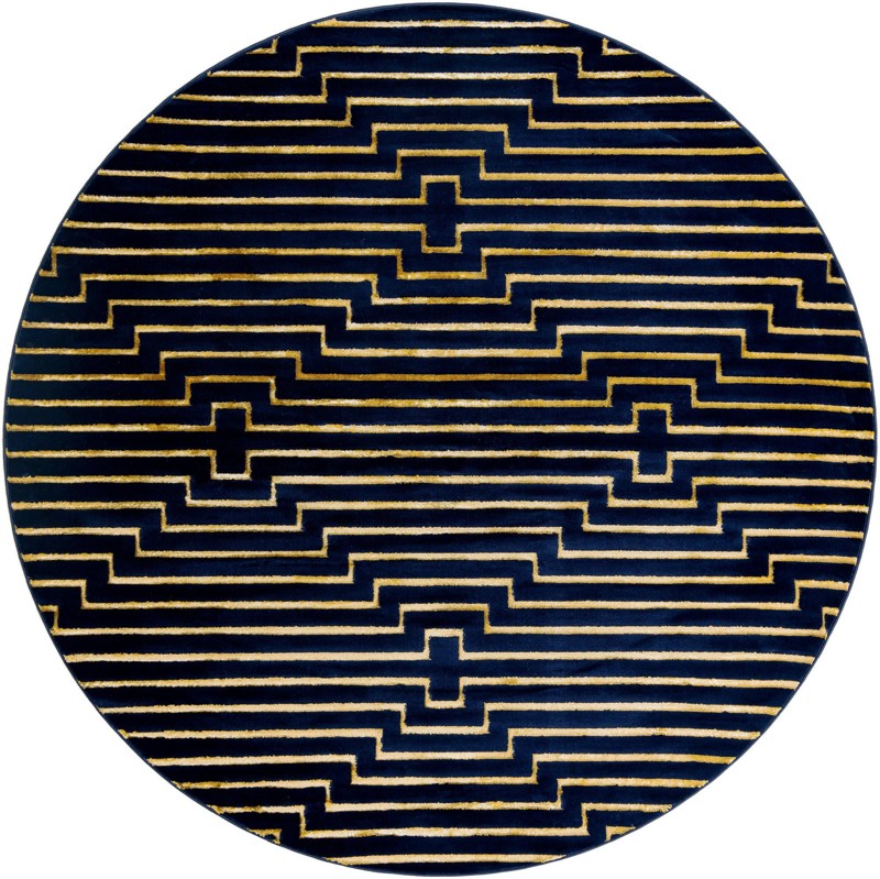 10' x 10' Cottonwood · Geometric rug, navy blue and gold