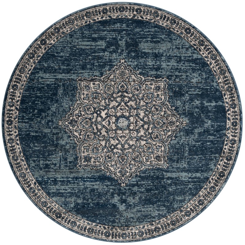 6' x 6' Wade · Border rug, blue