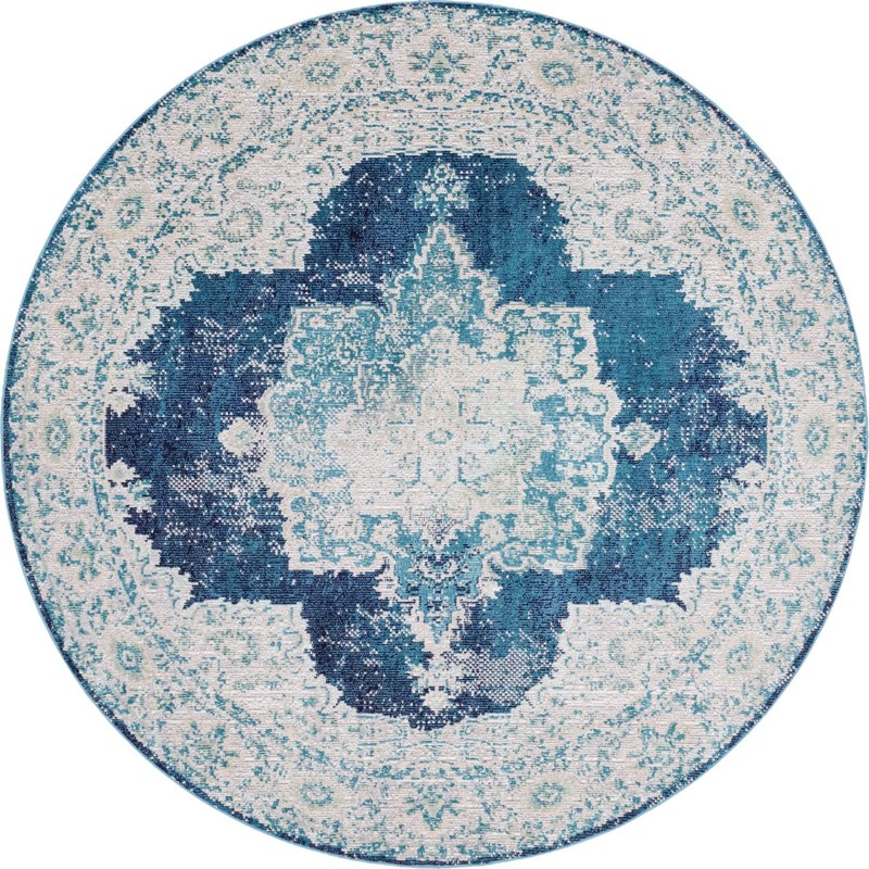 7' x 7' Marjorie · Medallion rug, navy