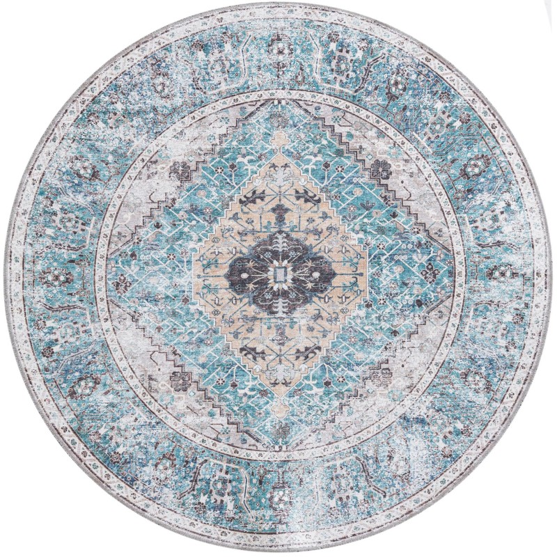 6' x 6' Trillium · Border Washable Rug, seaglass