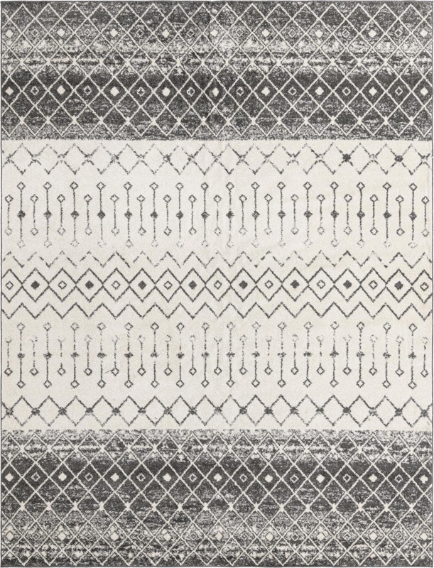10' 8 x 14' Vernon · Geometric tribal rug, gray and ivory