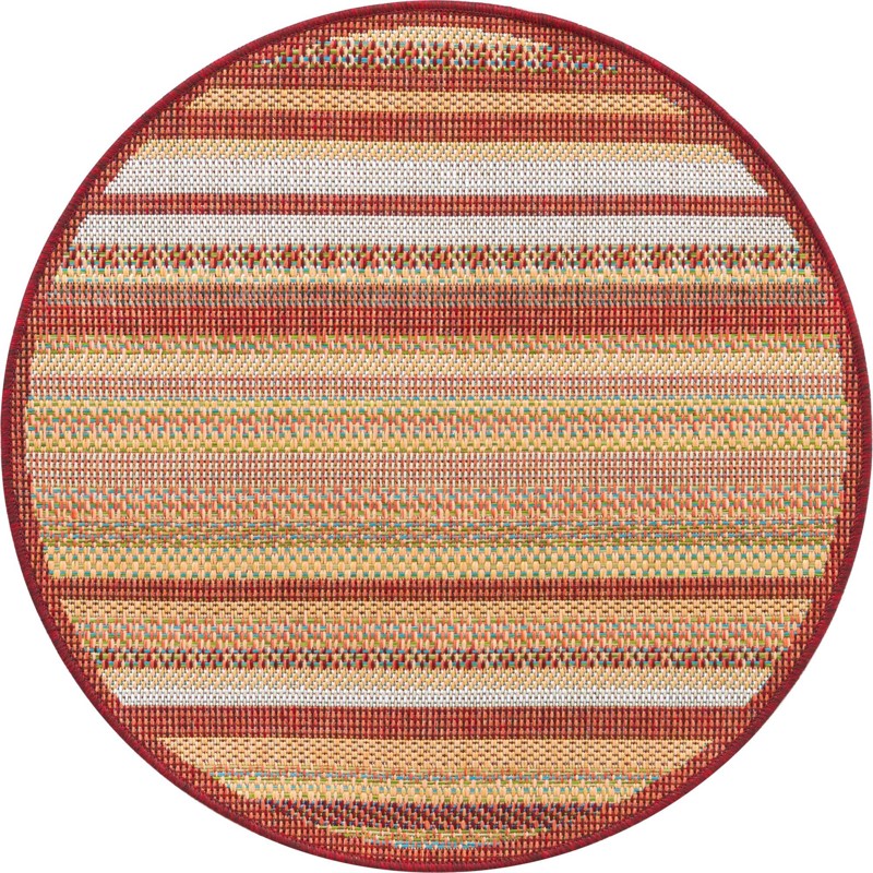 3' 3 x 3' 3 McBride · Striped Outdoor Rug, burgundy