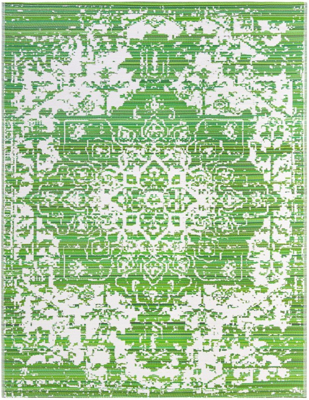 Millet · Medallion Outdoor Rug, green and ivory