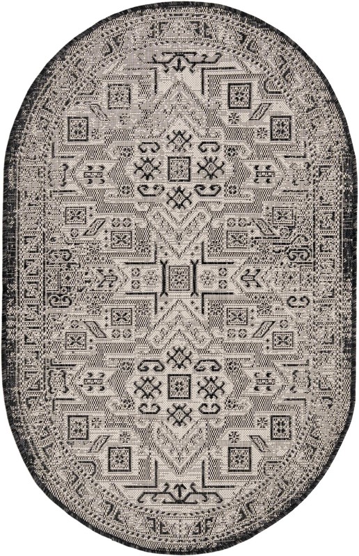 3' x 5' 3 Estuary · Border Outdoor Rug, charcoal gray