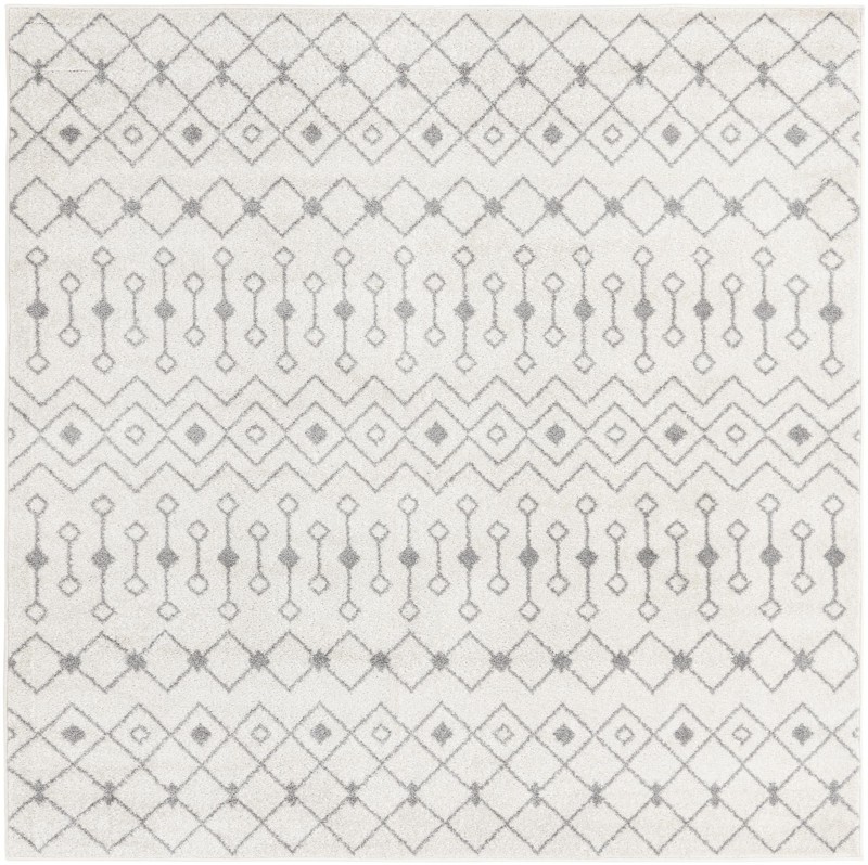 7' 10 x 7' 10 Boswell · Geometric lattice rug, ivory and gray