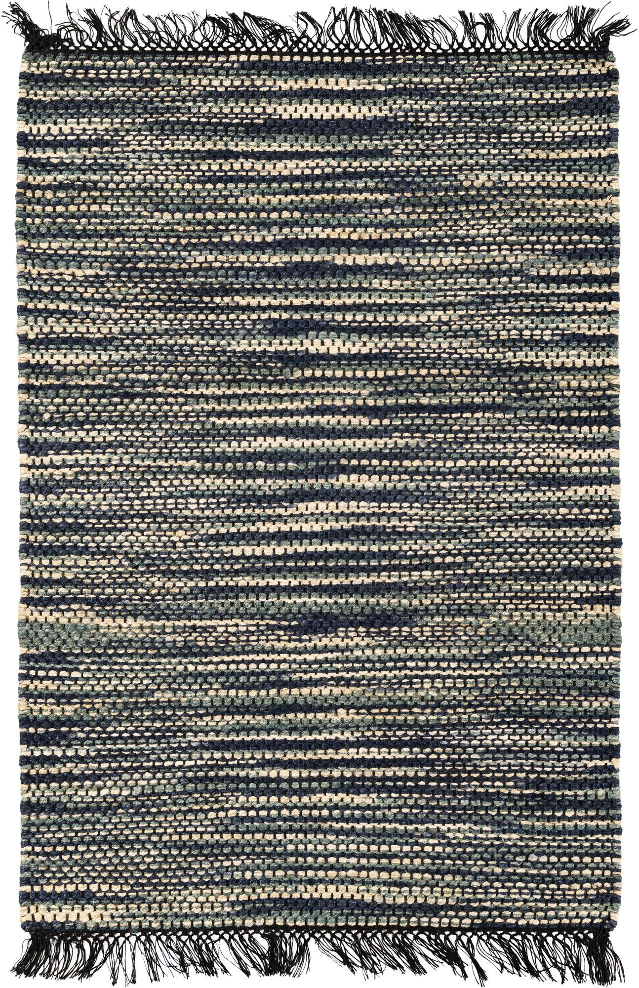 4' 1 x 6' 1 Barrett · Lines rug, green and ivory