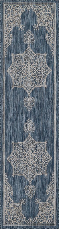 2' x 8' Rhys · Border Outdoor Rug, blue