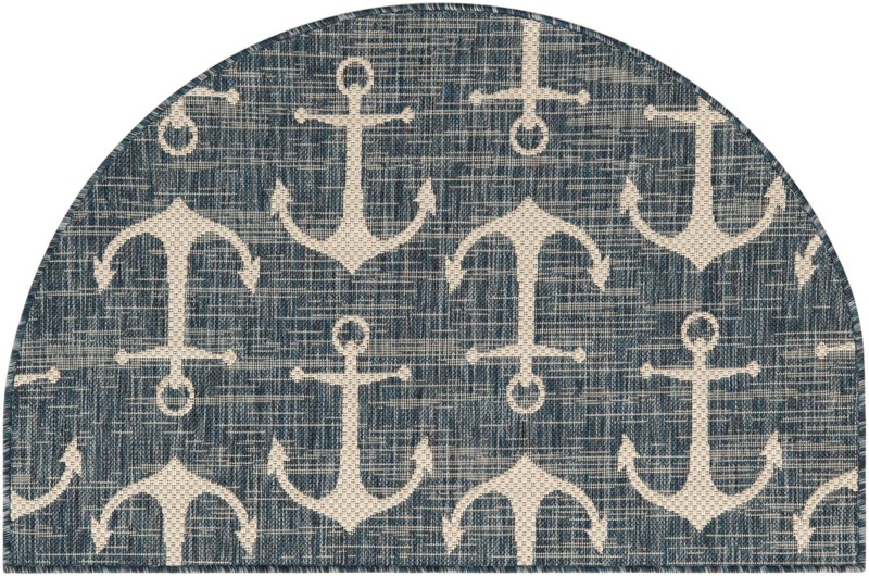 Millbrook · Anchor Outdoor Rug, blue and ivory