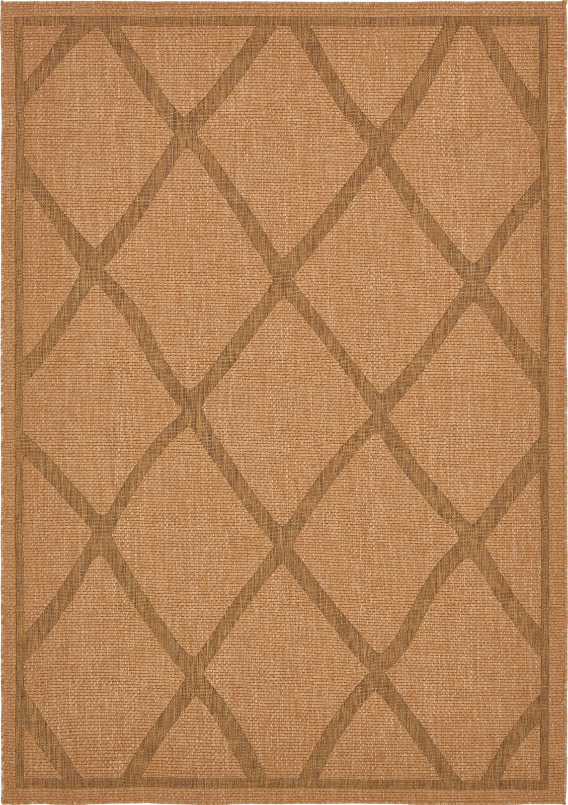 7' x 10' Fanshawe · Diamond Outdoor Rug, light brown and brown
