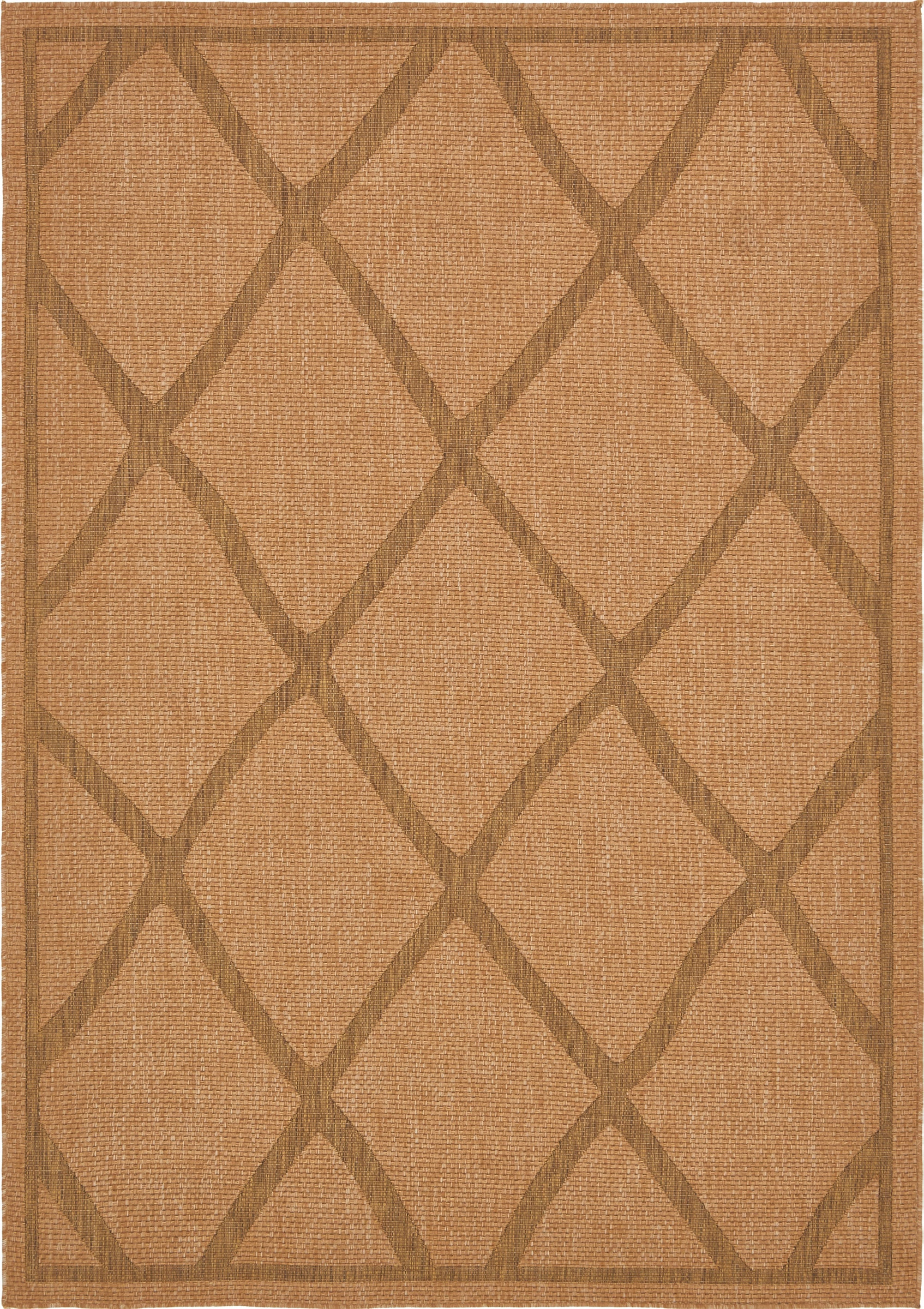 7' x 10' Fanshawe · Diamond Outdoor Rug, light brown and brown