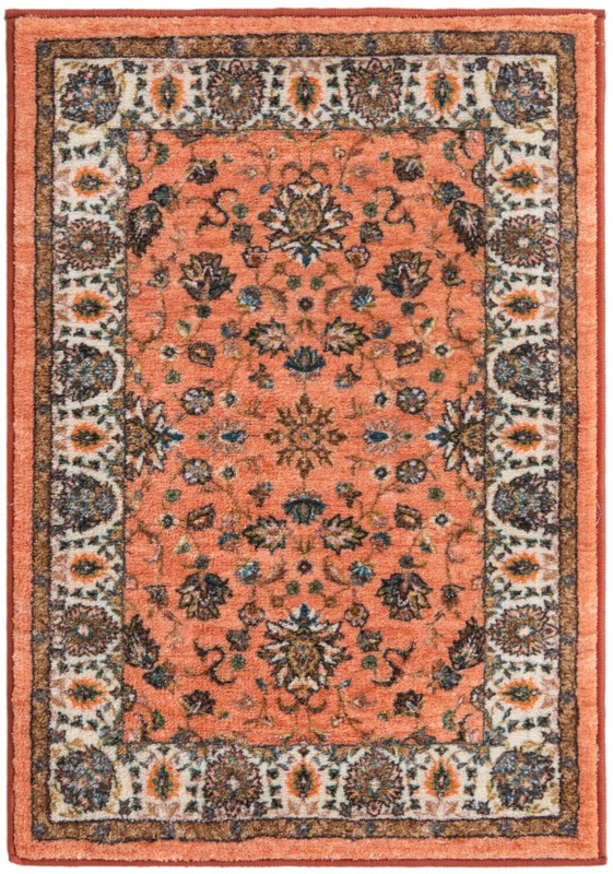 2' 2 x 3' Bluebell · Floral medallion rug, salmon and blue