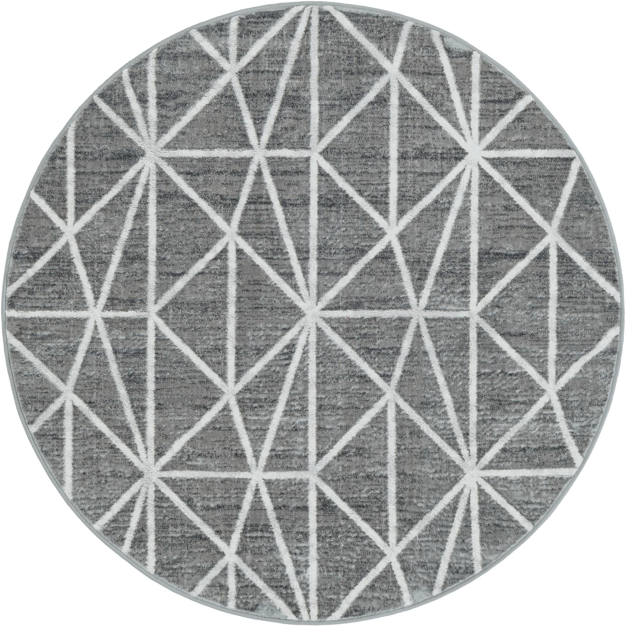 5' x 5' Gilman · Geometric rug, gray and ivory