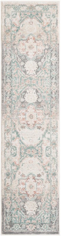 2' x 8' Pierce · Border rug, gray and sage green