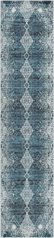 Brower · Medallion Washable Rug, navy and light blue