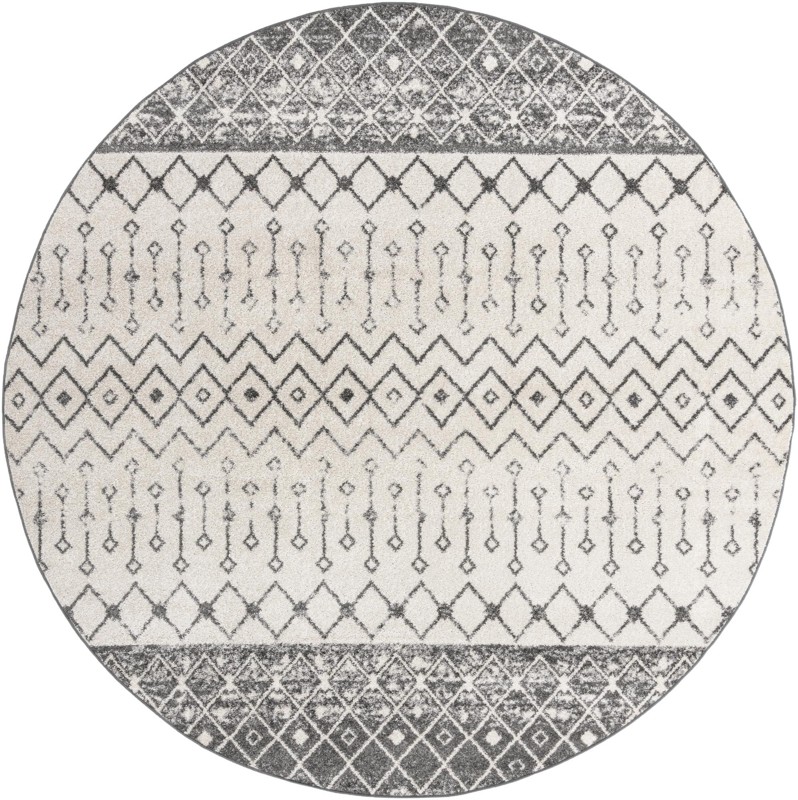 10' x 10' Vernon · Geometric tribal rug, gray and ivory
