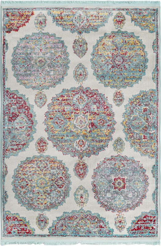 4' 3 x 6' Mather · Medallion rug, cream and multi