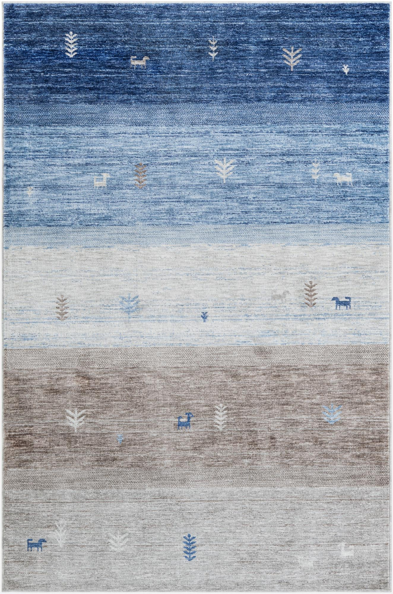 6' x 9' Ellsworth · Striped rug, blue gray