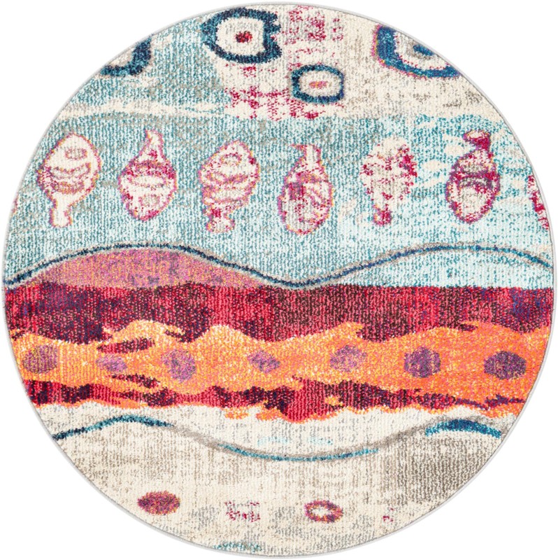3' 3 x 3' 3 Paxman · Tribal striped Washable Rug, multicolor and ivory
