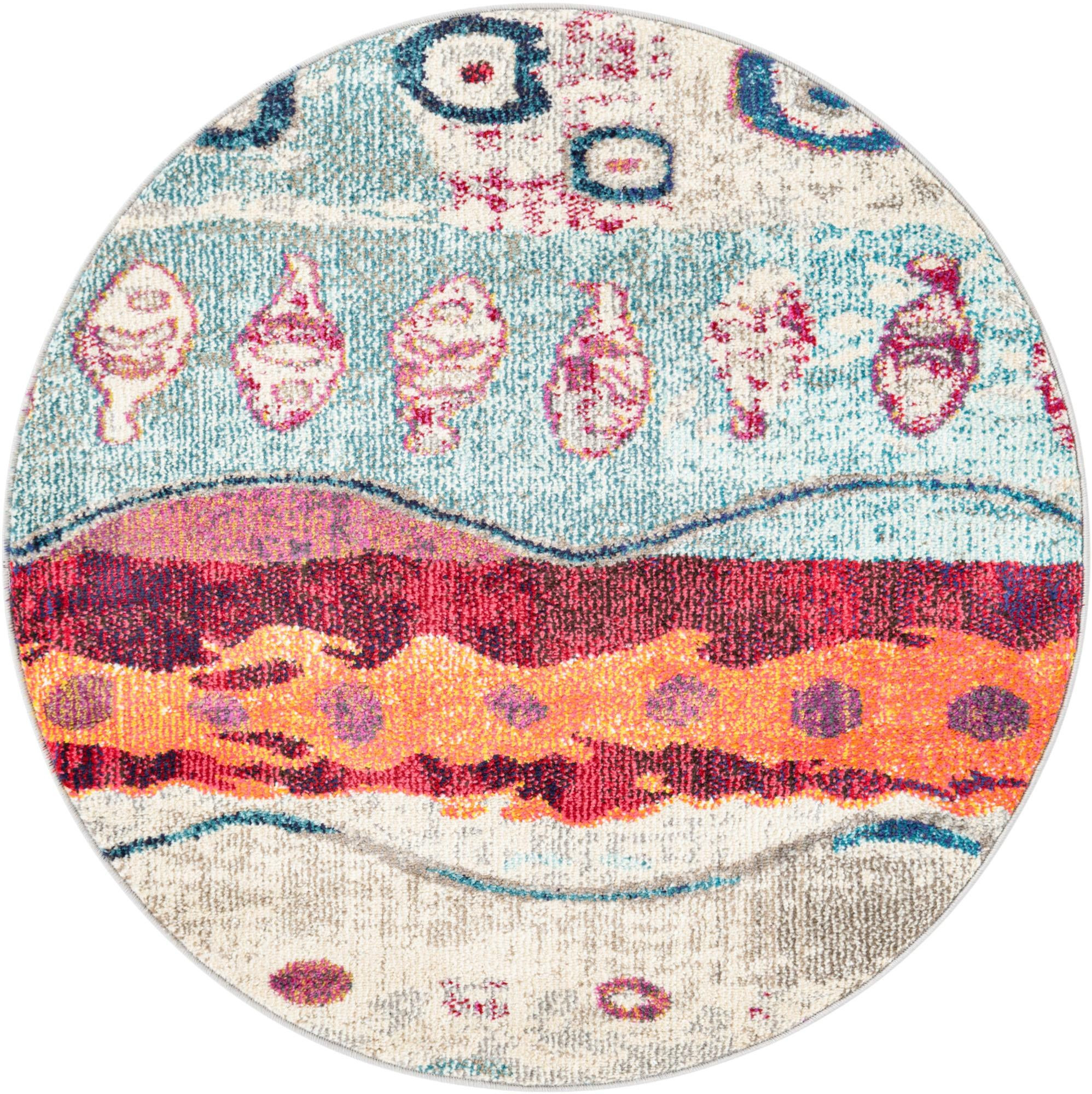 3' 3 x 3' 3 Paxman · Tribal striped Washable Rug, multicolor and ivory