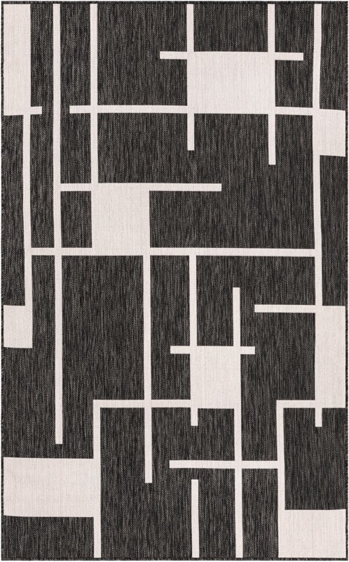 Gillespie · Abstract Outdoor Rug, black and white