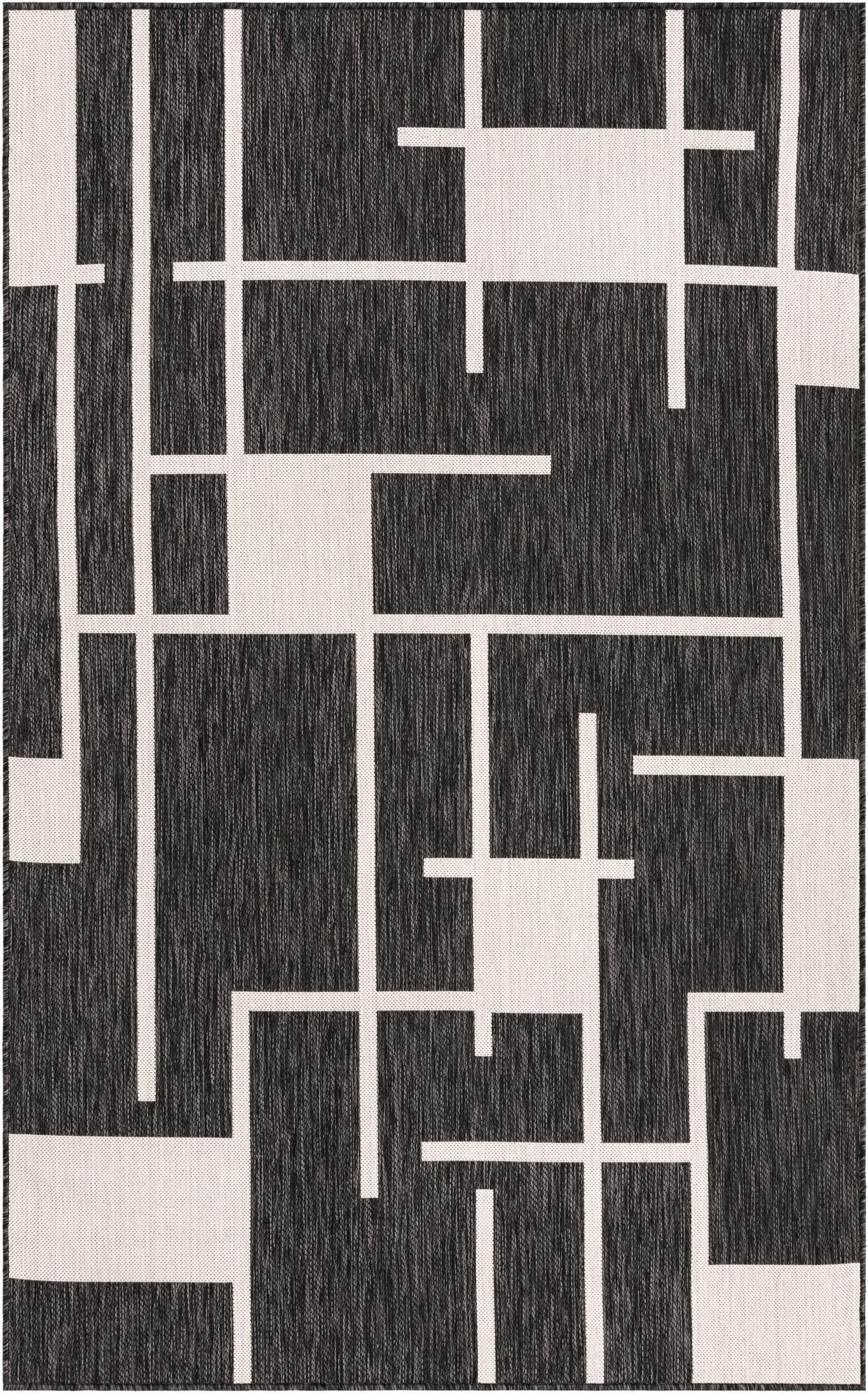 5' 3 x 8' Gillespie · Abstract Outdoor Rug, black and white