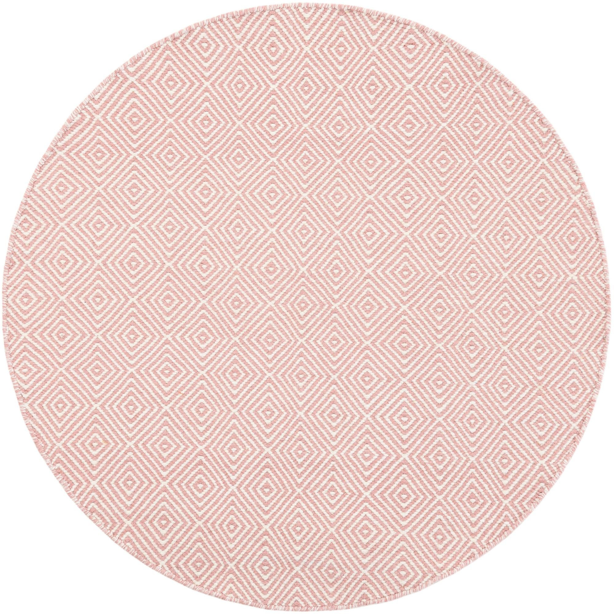 4' 1 x 4' 1 Standish · Diamond Wool Rug, pink and ivory