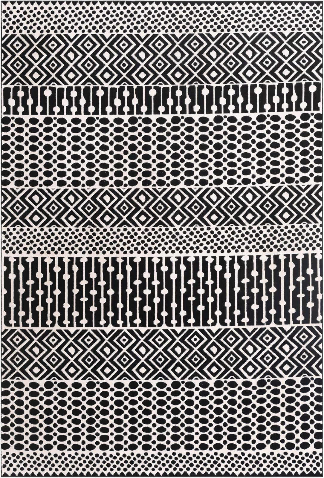 6' 4 x 9' Wigmore · Geometric striped rug, black and white