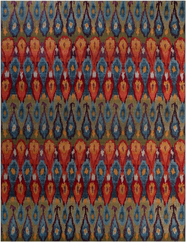 10' x 13' Lomax · Ikat teardrop Outdoor Rug, multi