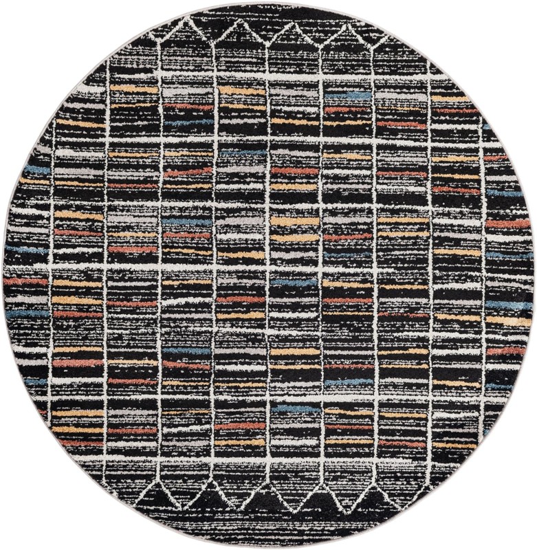 Brenton · Geometric grid rug, black and multicolor