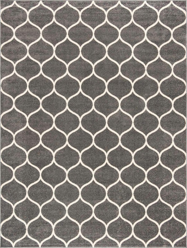 10' x 14' Ingram · Lattice rug, dark gray and ivory