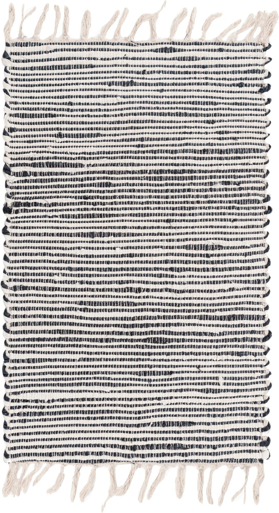 2' x 3' 1 Milbank · Striped Chindi Rug, navy and ivory