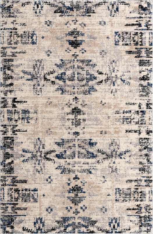 Littleton · Tribal medallion rug, ivory and blue