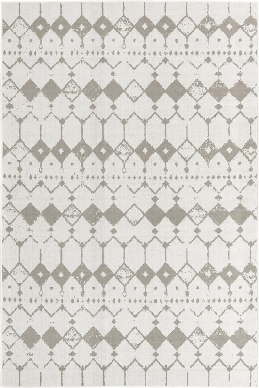 Stowe · Geometric diamond Outdoor Rug, ivory and gray