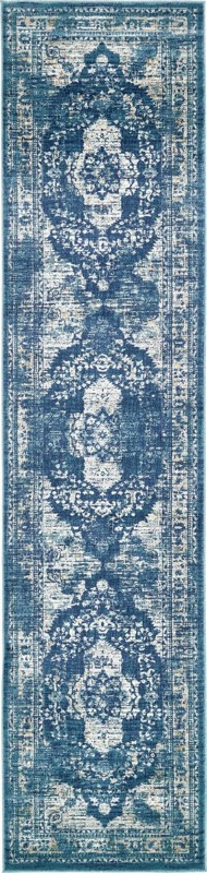 3' x 13' Fanshawe · Medallion rug, navy and beige