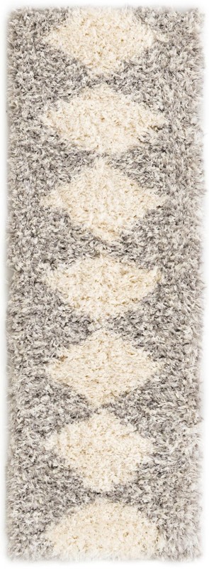 Carlton · Diamond Shag Rug, pearl and gray