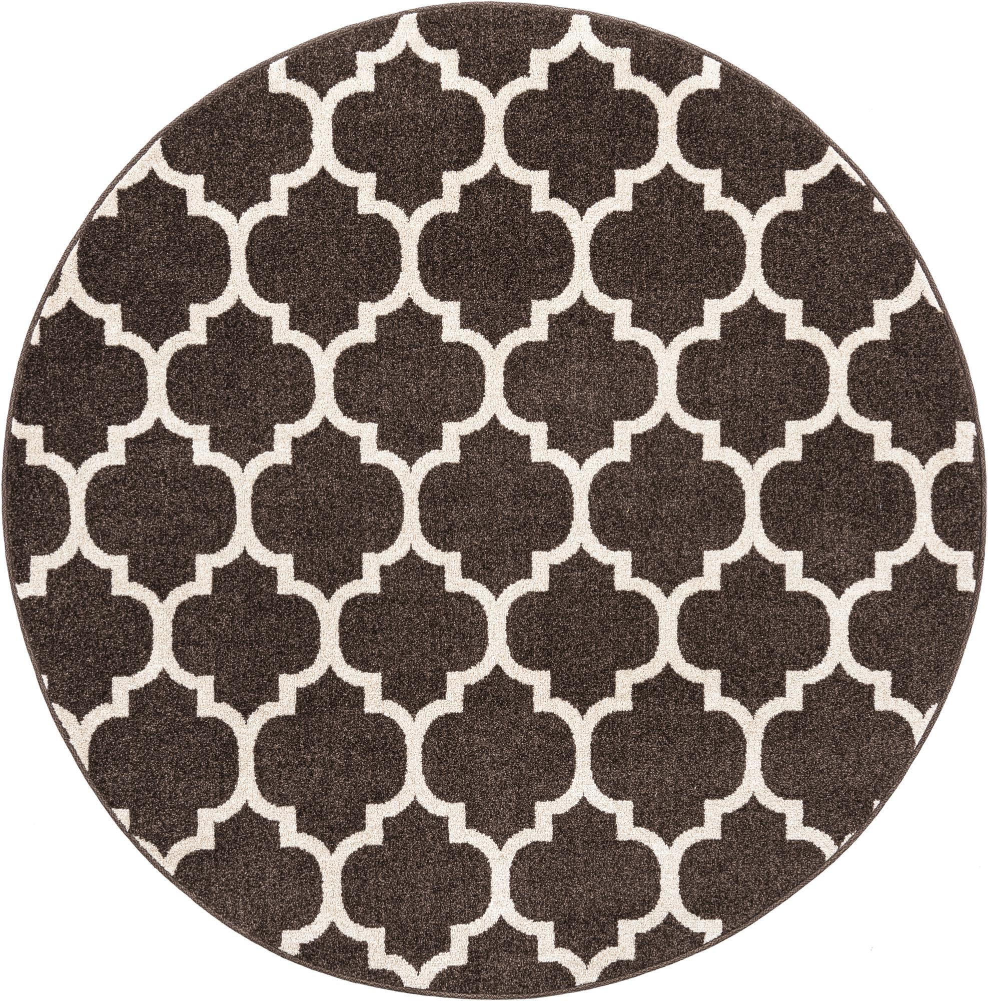 6' x 6' Arkwright · Trellis rug, chocolate brown and beige