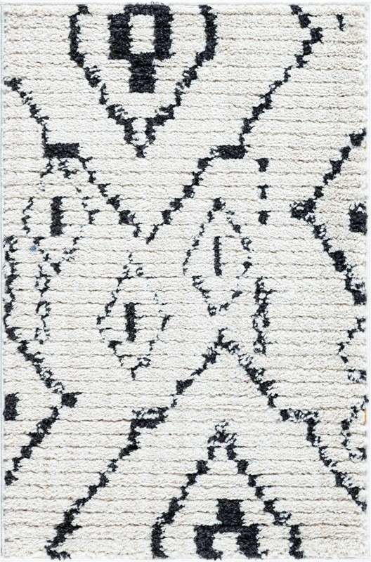 2' 2 x 3' Burr · Geometric diamond rug, ivory and black
