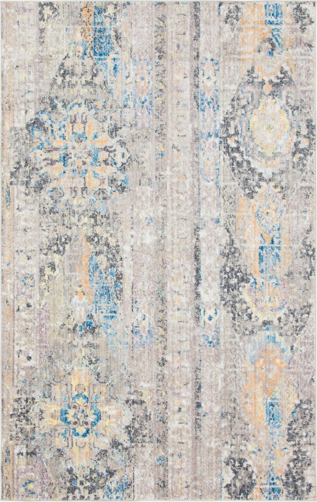 5' x 8' Amos · Medallion rug, gray